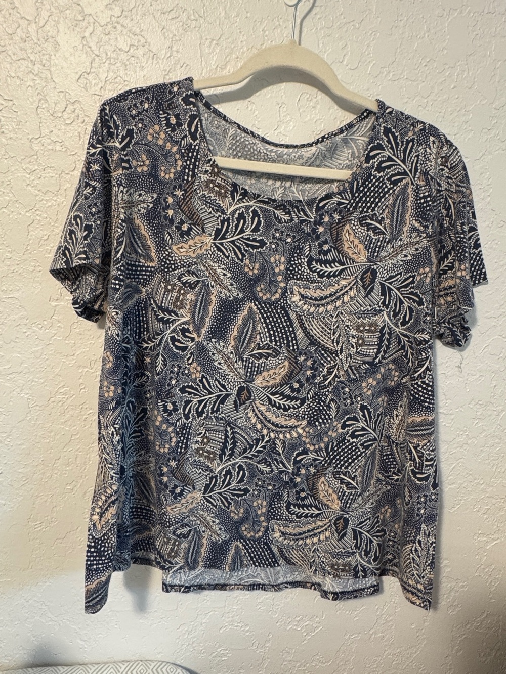 J. Jill elliptical cotton Classic Navy Floral Print Women’s Tee